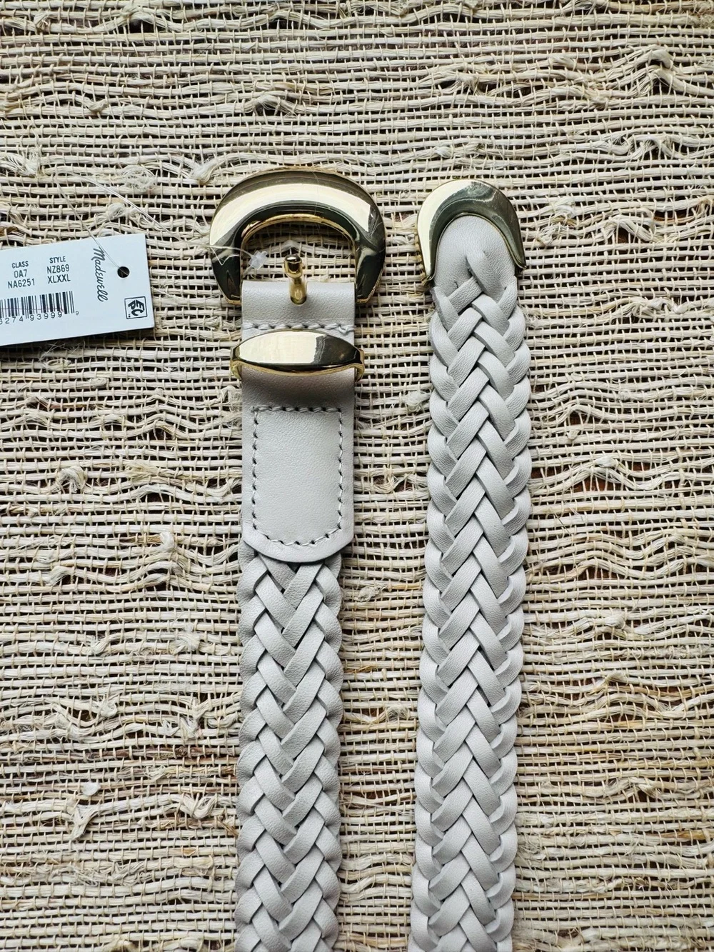 Madewell Lucie Braid Belt - Domed Buckle - Vintage Muslin (White) - XL/XX